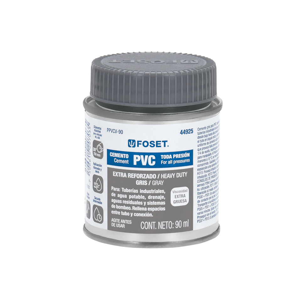 Cemento para PVC en bote de 90 ml, alta viscosidad, Foset Caja con 8, 44925