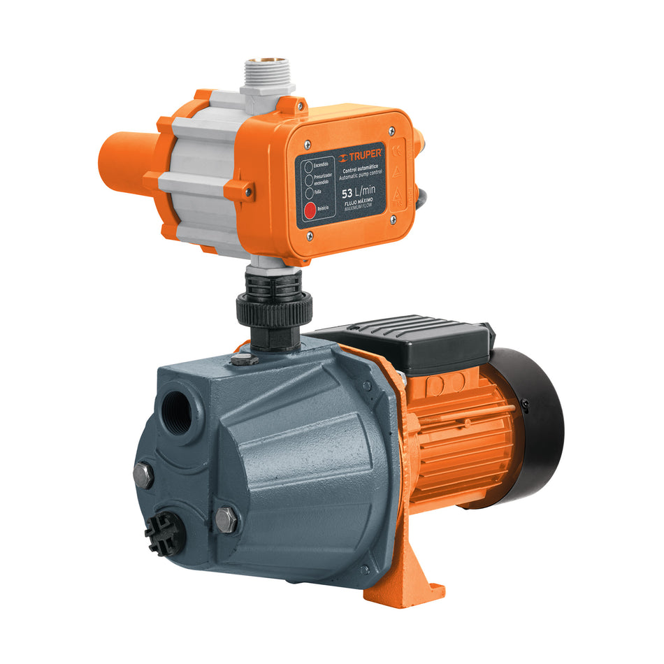 Bomba presurizadora jet hierro 1/2 HP con control, Truper, 102856