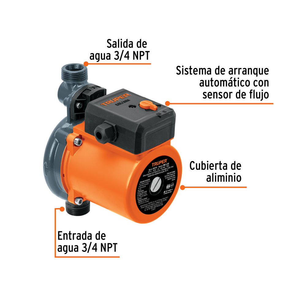 Bomba presurizadora 1/3 HP, Truper, 103356