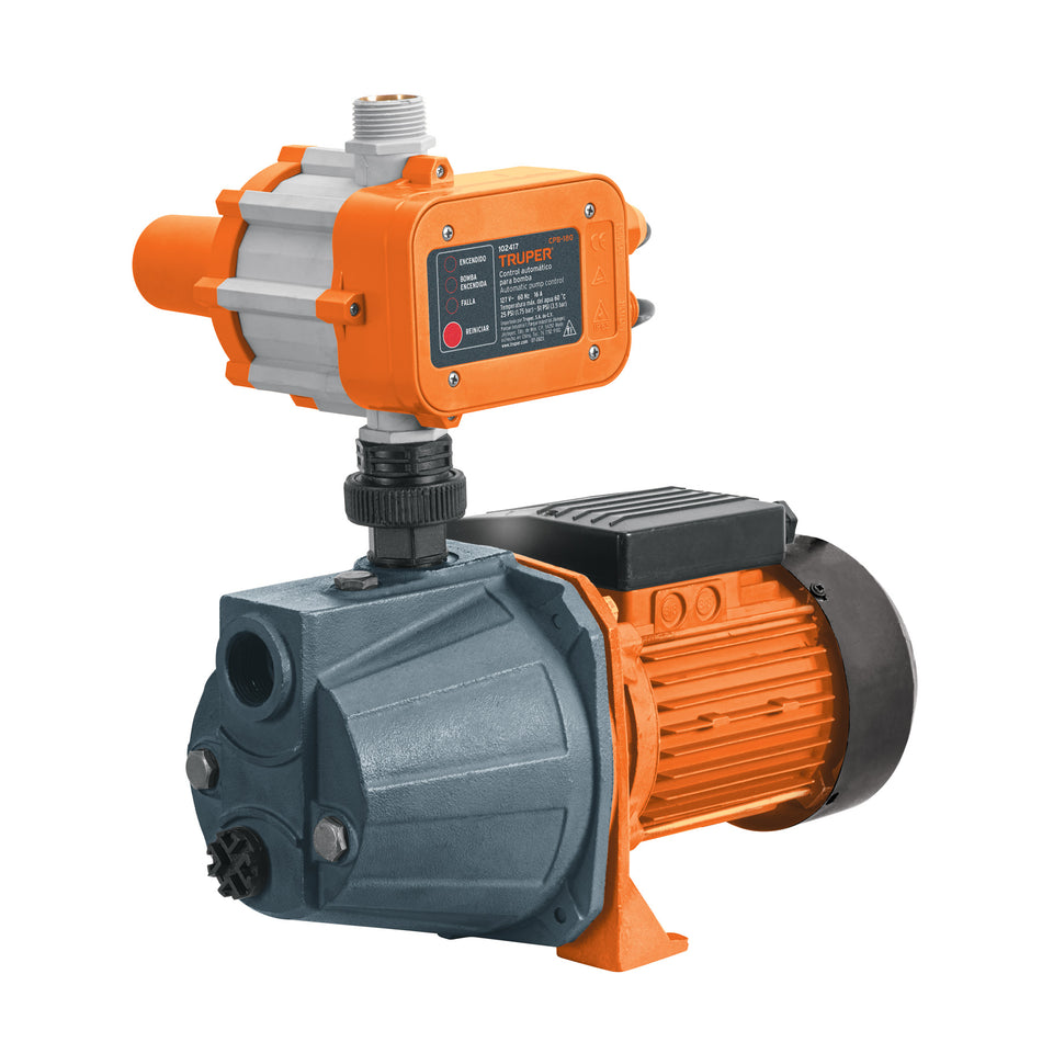 Bomba presurizadora jet hierro 1 HP con control, Truper, 102855