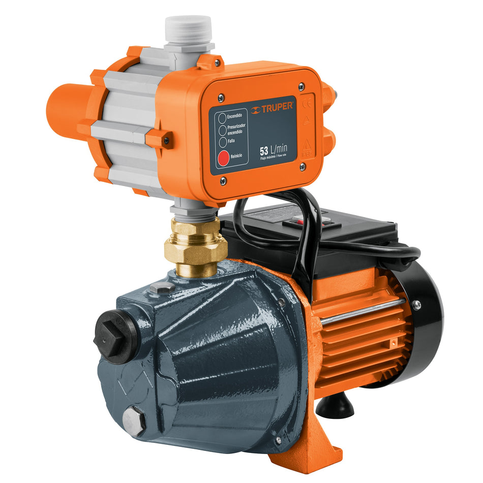 Bomba presurizadora jet hierro 1 HP con control, Truper, 19397