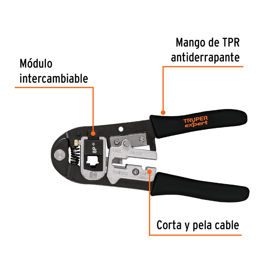 Pinza 8' ponchadora, módulos intercambiables, Truper, 18343