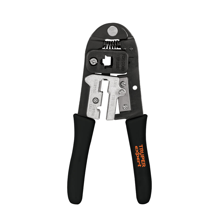 Pinza 8' ponchadora para cables RJ-45, 8 contactos, Truper Caja con 3, 18342