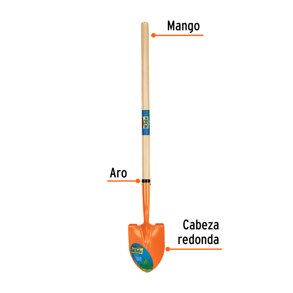 Pala redonda para niños con mango de 30', Truper Caja con 6, 17239