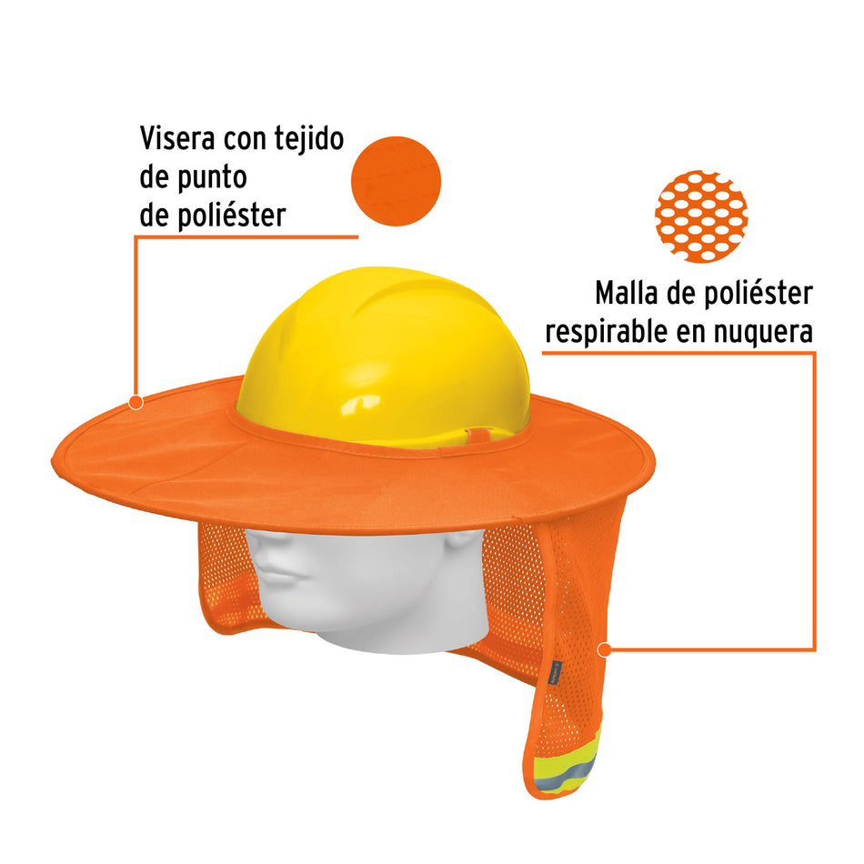 Protector solar plegable para casco, naranja con reflejante Caja con 5, 100353