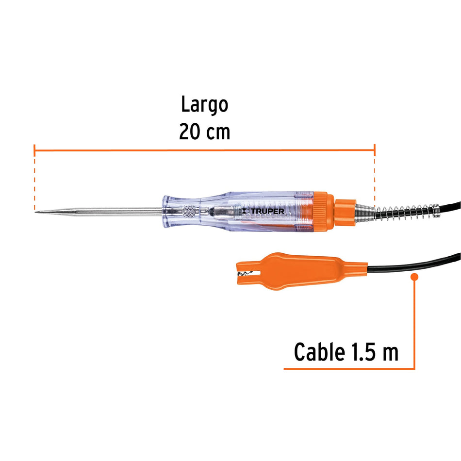 Probador de circuitos de corriente directa 20 cm, c/caimán Caja con 6, 13985