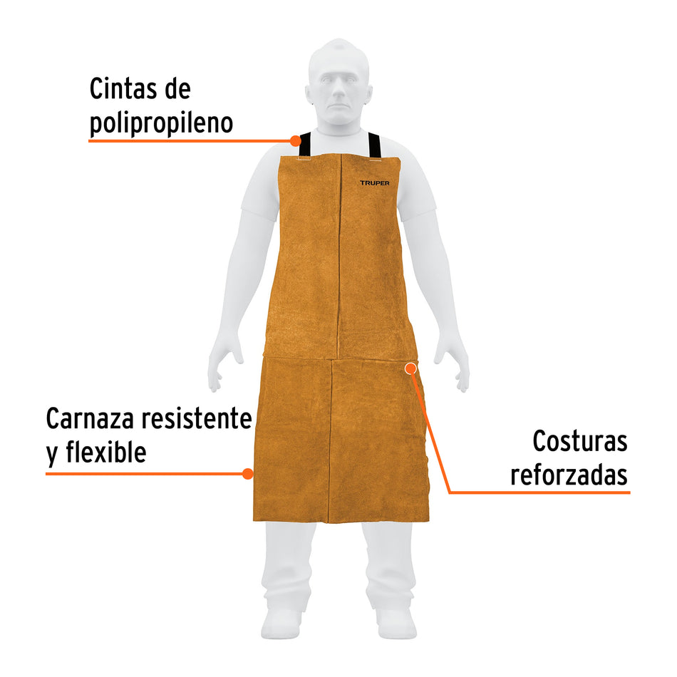 Protección para soldar, peto de carnaza, Truper Caja con 5, 13116