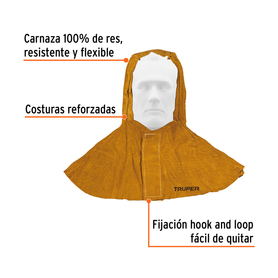 Protección para soldar, capucha de carnaza, Truper Caja con 5, 15145