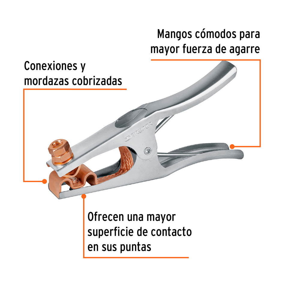 Pinza para tierra de 300 A, Truper Caja con 4, 14234