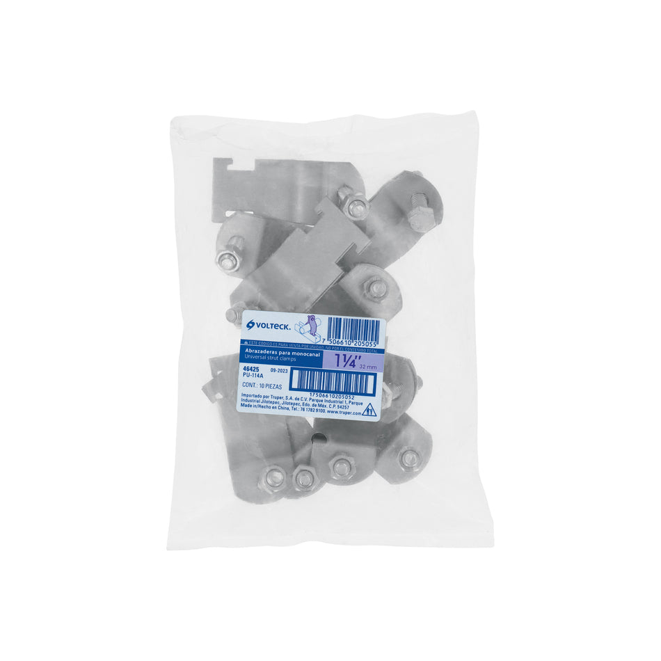 Abrazadera para perfil monocanal de 1 1/4', VOLTECK Caja con 10, 46425