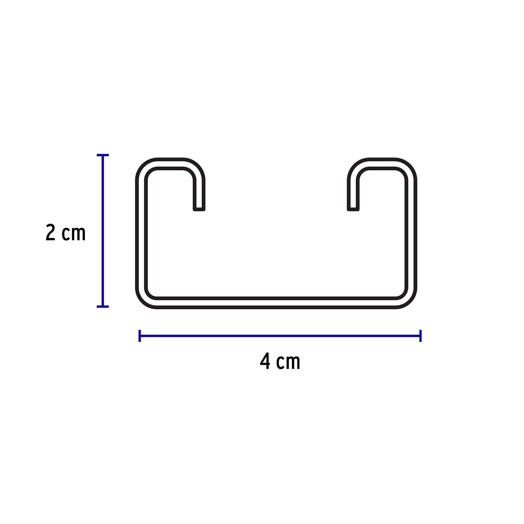 Perfil monocanal sólido de 3 m, 4 x 2 cm cal. 14, VOLTECK, 47763