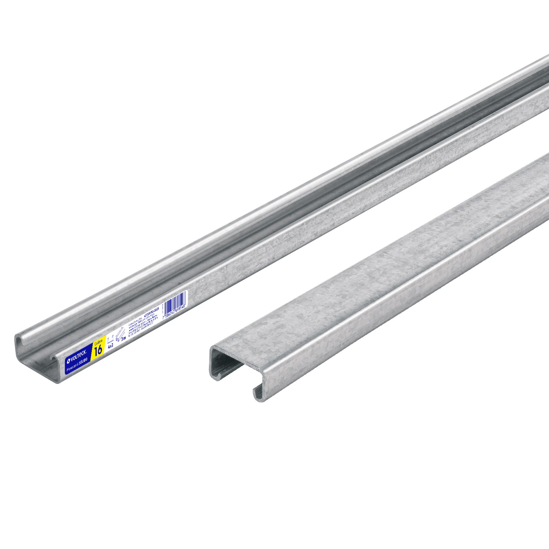 Perfil monocanal sólido de 3 m, 4 x 2 cm cal. 16, VOLTECK, 47759