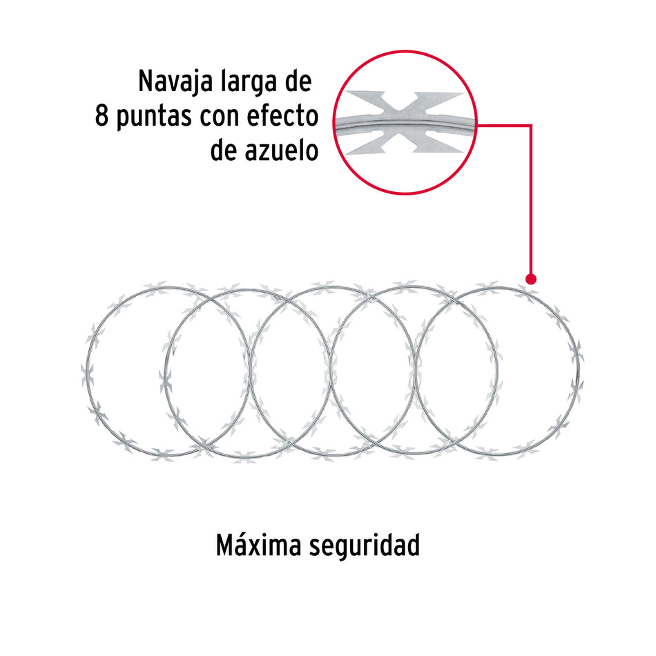 Rollo de púa concertina máxima seguridad, 45 cm diámetro, 44921