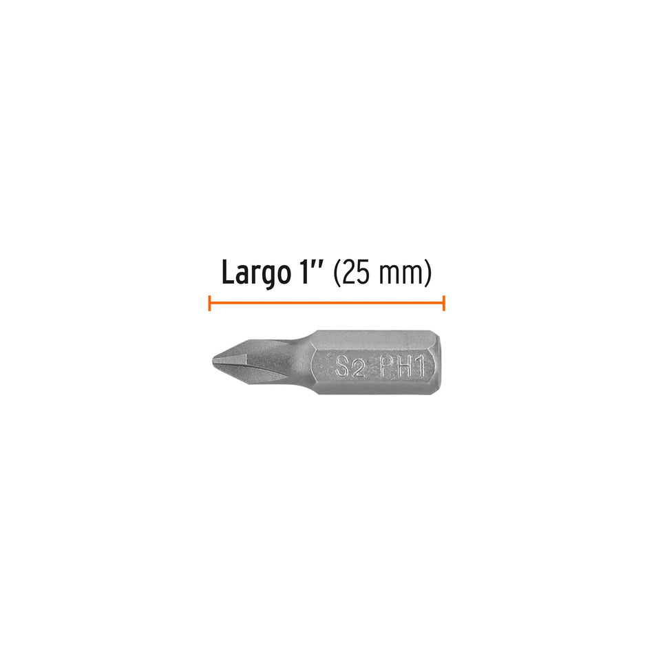 Estuche con 15 puntas de cruz PH1 largo 1', Truper Expert Caja con 6, 100192