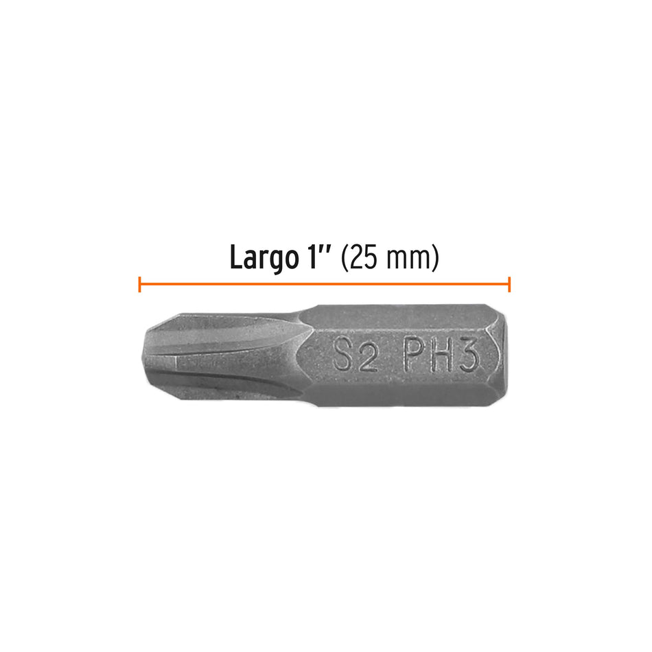 Estuche con 5 puntas de cruz PH3 largo 1', Truper Expert Caja con 6, 12143
