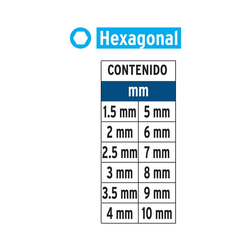 Juego de 12 puntas hexagonales mm largo 2', Expert Caja con 6, 101679