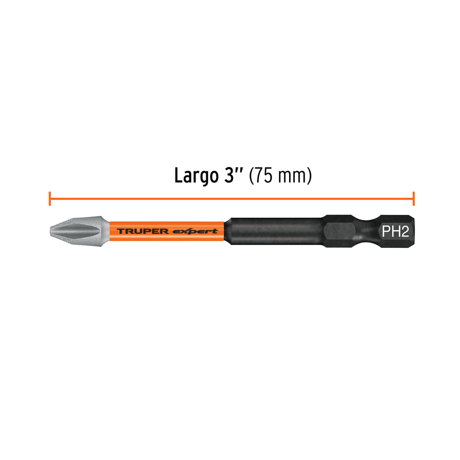 Estuche con 5 puntas de cruz PH2 de impacto largo 3', Expert Caja con 6, 100821