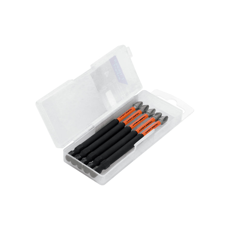 Estuche con 5 puntas de cruz PH2 de impacto largo 4' Caja con 6, 103026