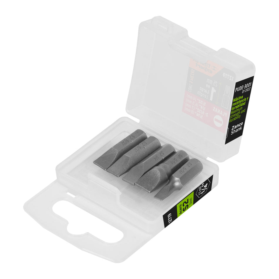 Juego de 5 puntas planas combinadas largo 1', Truper Expert Caja con 6, 12719