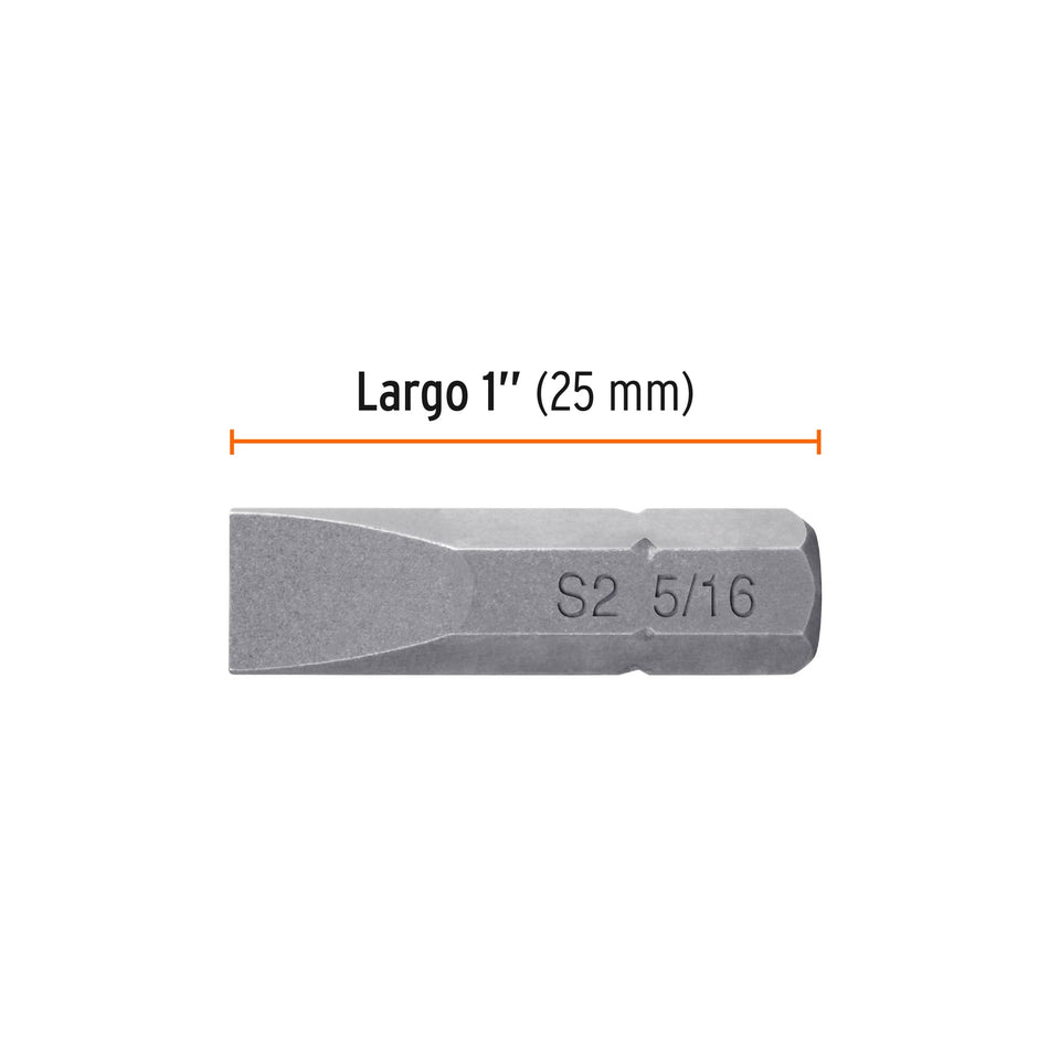 Estuche con 5 puntas planas de 5/16' largo 1', Truper Expert Caja con 6, 12170