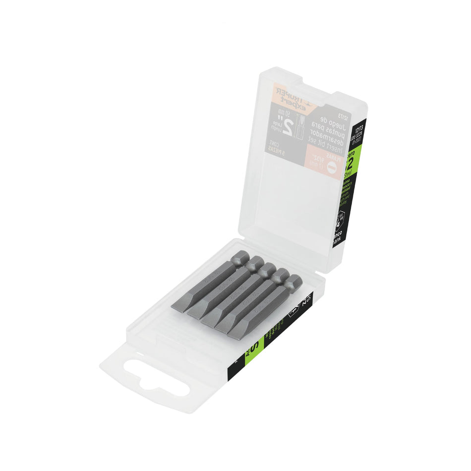 Estuche con 5 puntas planas de 9/32' largo 2', Truper Expert Caja con 6, 12173