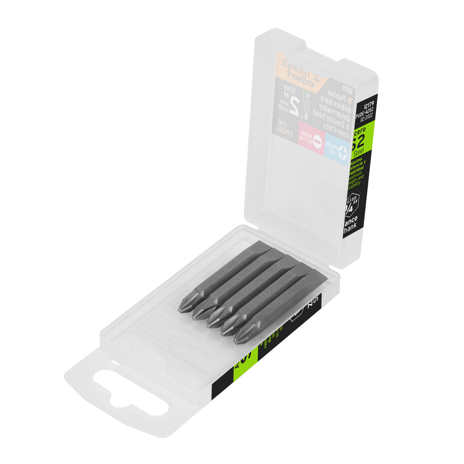 Estuche con 5 puntas dobles PH2 y 9/32' largo 2', Expert Caja con 6, 12179