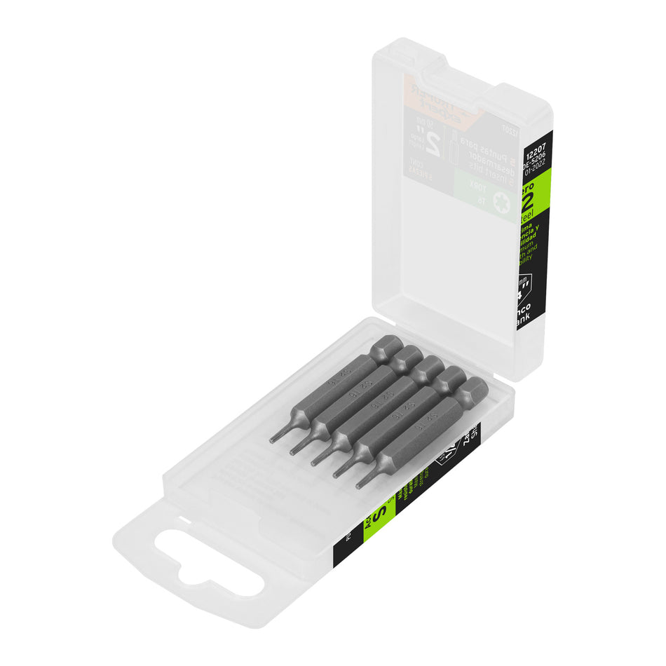 Estuche con 5 puntas torx T6 largo 2', Truper Expert Caja con 6, 12207