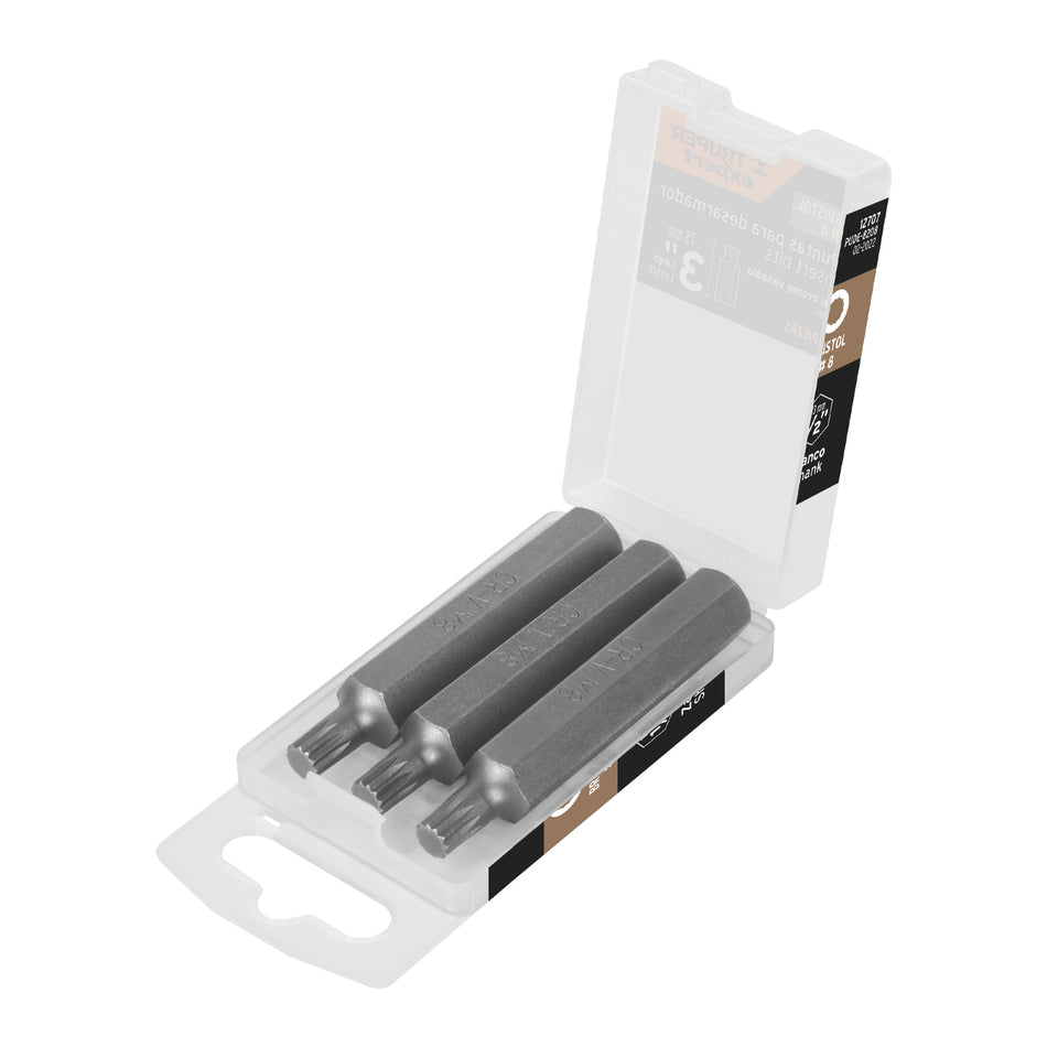Estuche con 3 puntas bristol M8 largo 3', Truper Expert Caja con 6, 12707
