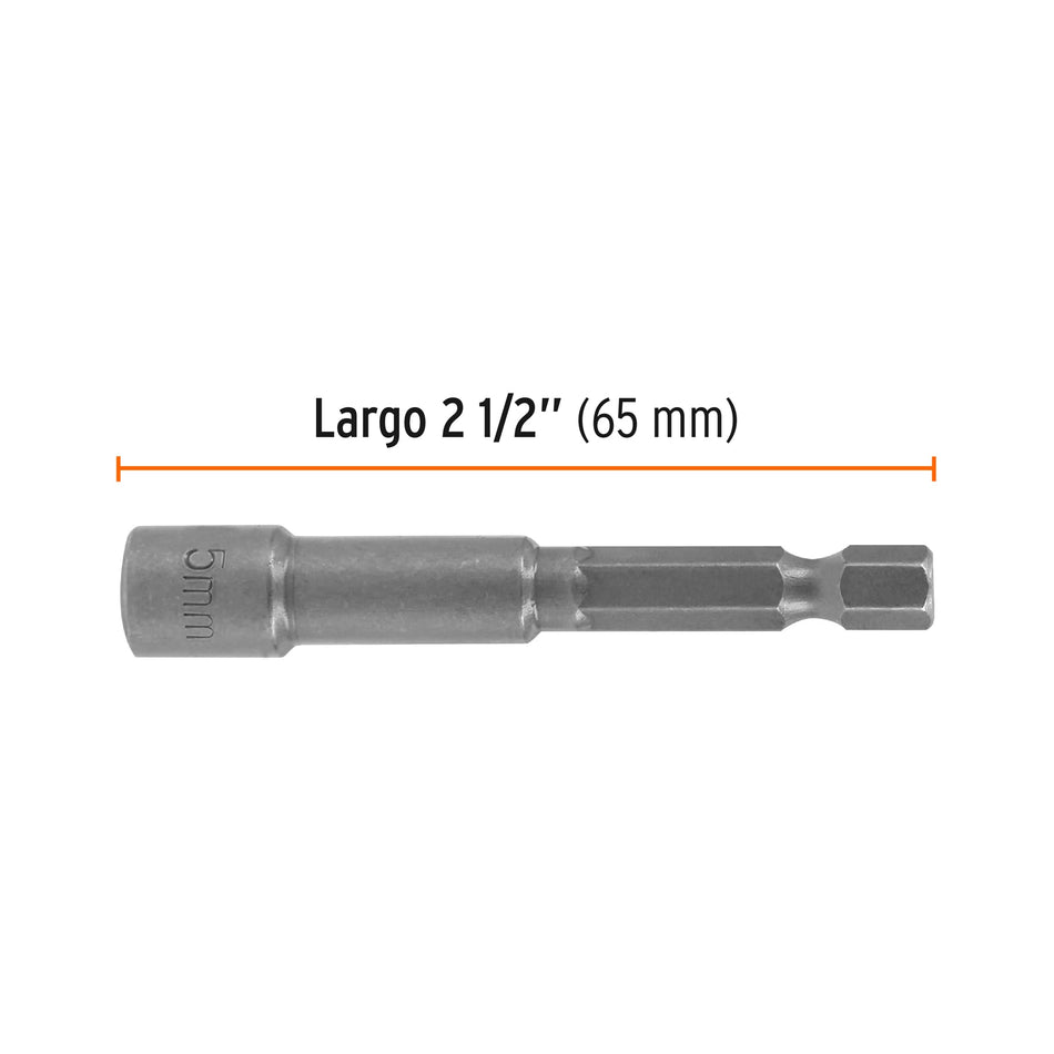 Estuche con 5 dados magnéticos de 5 mm largo 2-1/2', Expert Caja con 6, 12945