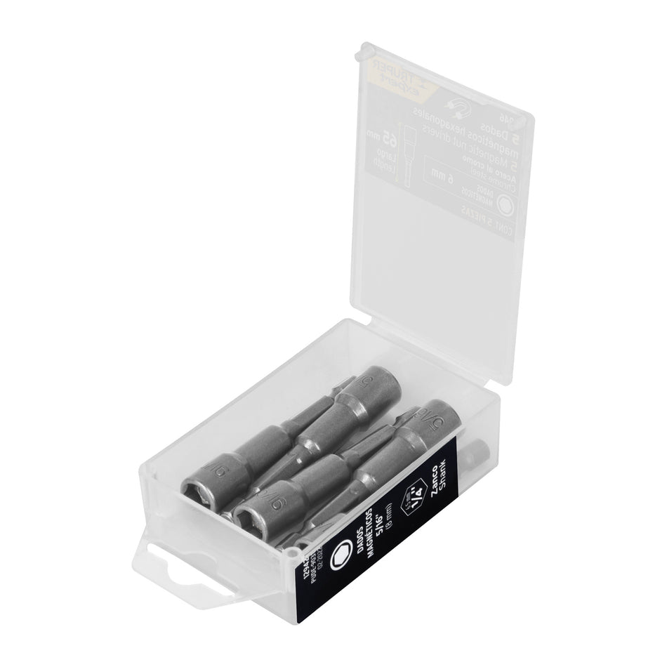 Estuche con 5 dados magnéticos de 6 mm largo 2-1/2', Expert Caja con 6, 12946