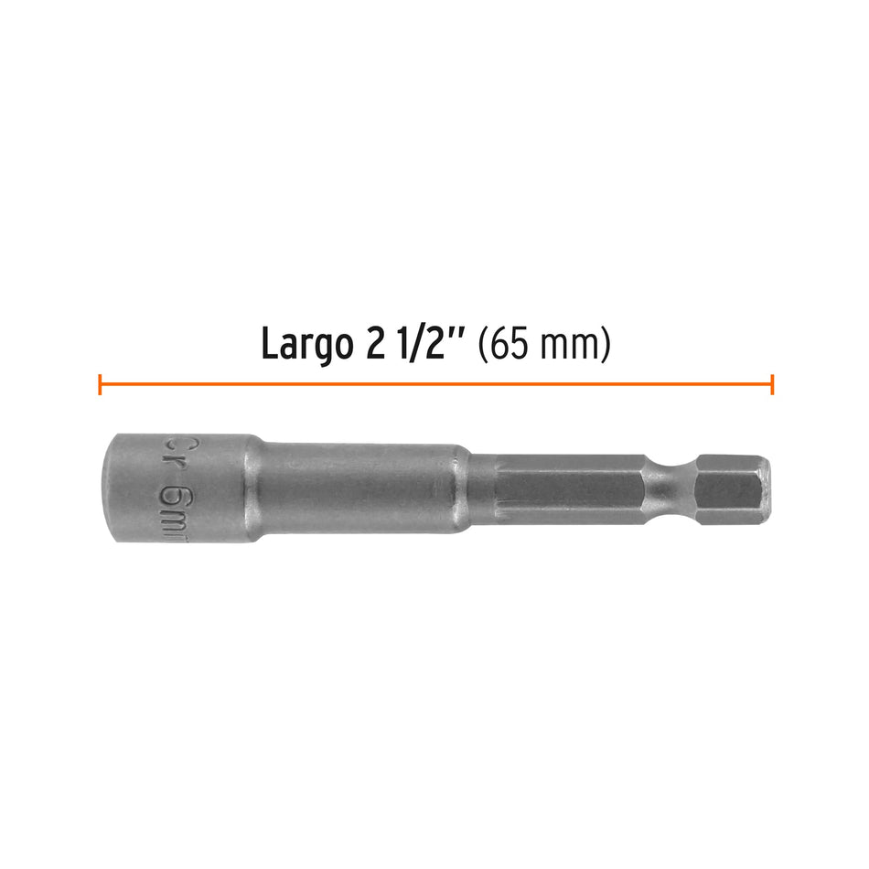 Estuche con 5 dados magnéticos de 6 mm largo 2-1/2', Expert Caja con 6, 12946