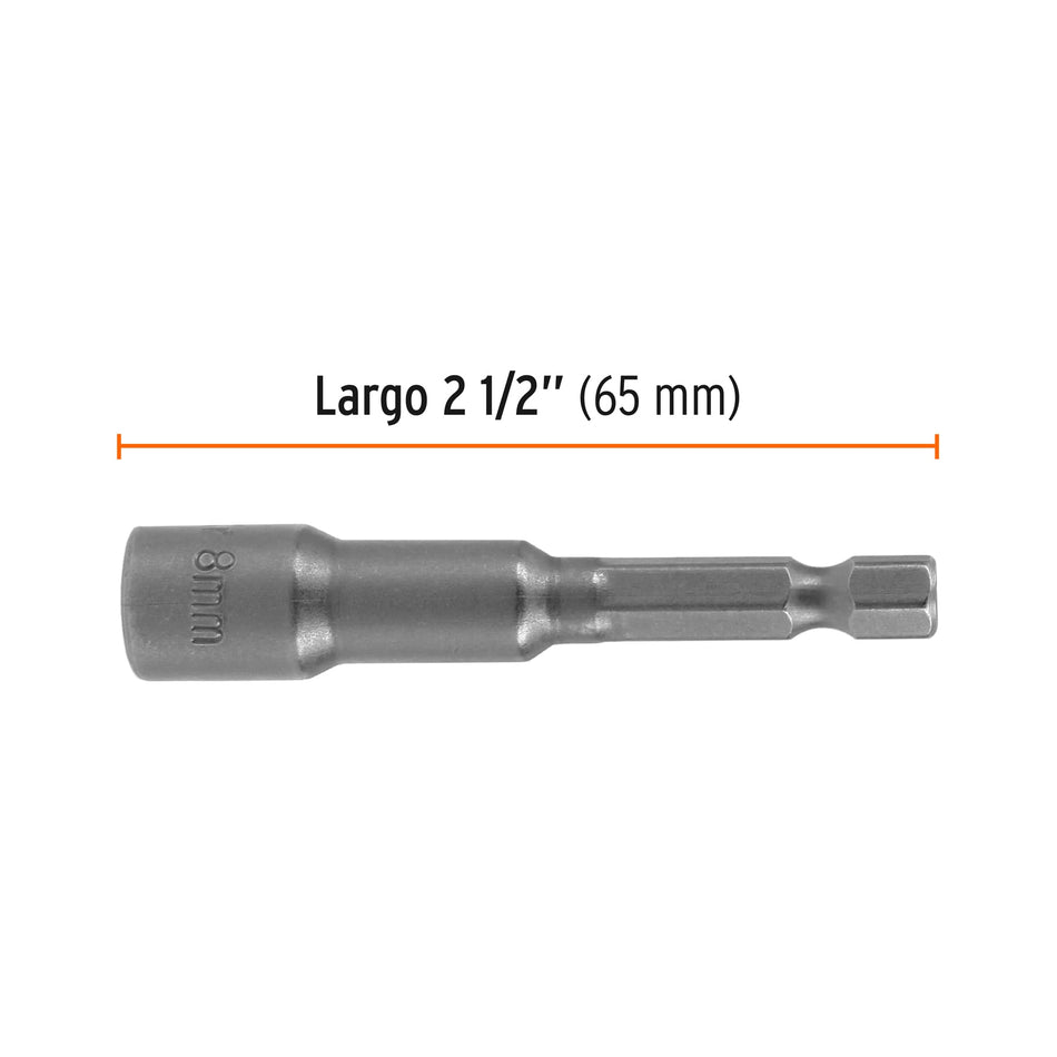 Estuche con 5 dados magnéticos de 8 mm largo 2-1/2', Expert Caja con 6, 12948