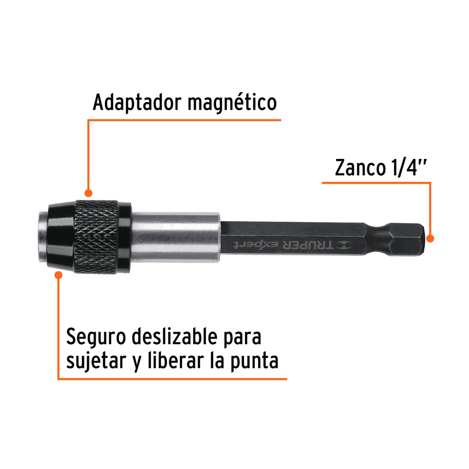 Adaptador de 125 mm magnético para puntas, Expert Caja con 6, 101964