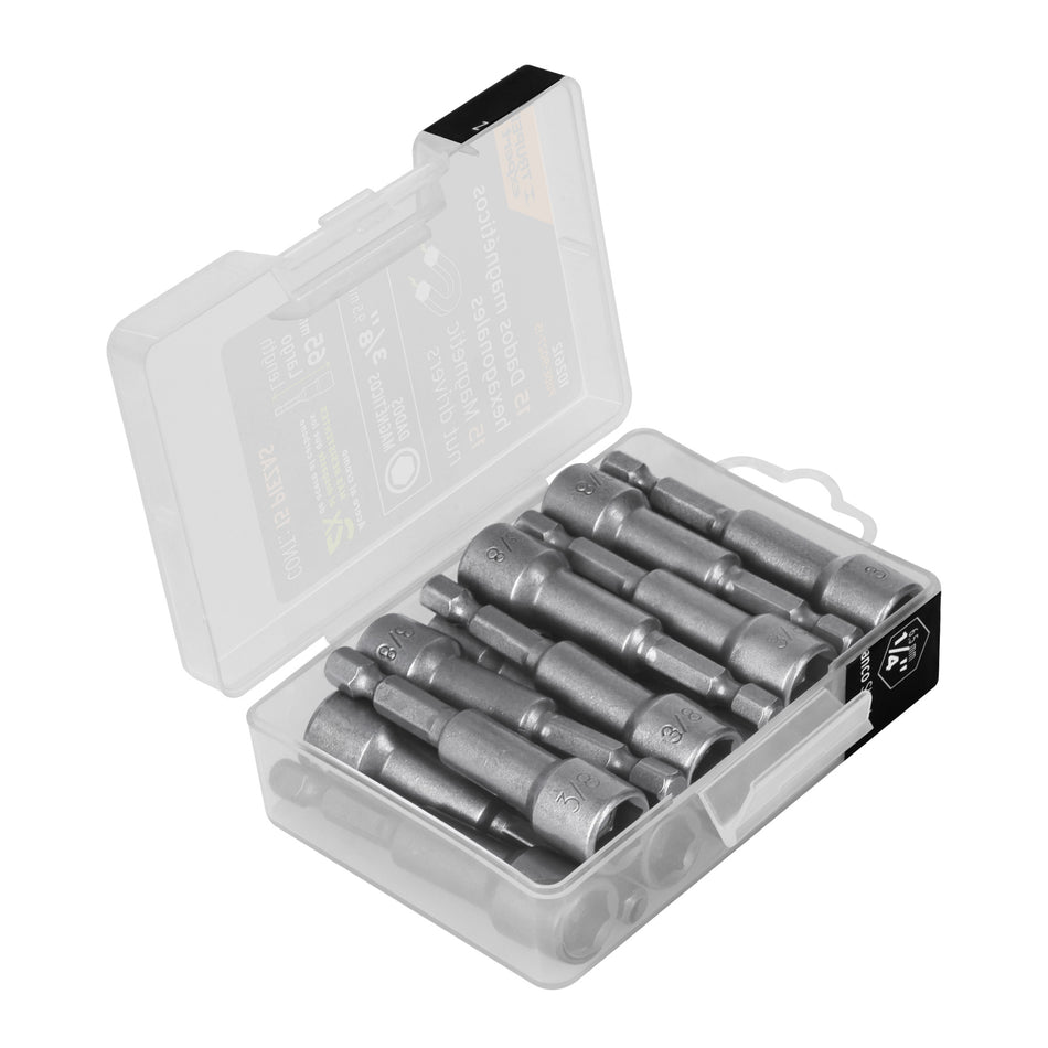 Estuche con 15 dados magnéticos de 3/8' largo 2-1/2', Expert Caja con 6, 102612