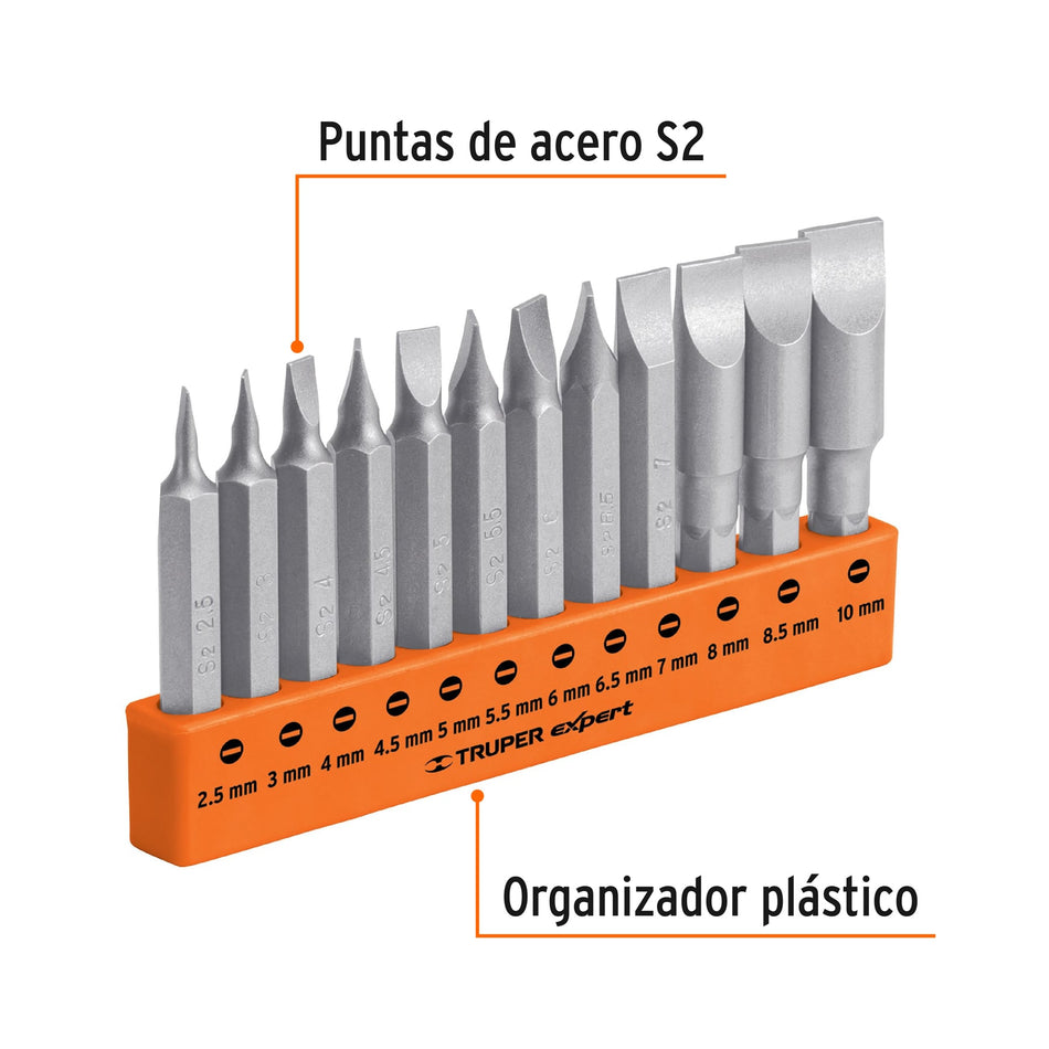 Juego de 12 puntas planas mm combinadas largo 2', Expert Caja con 6, 101677