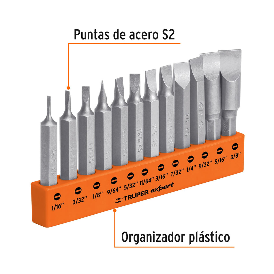 Juego de 12 puntas planas std combinadas largo 2', Expert Caja con 6, 101676