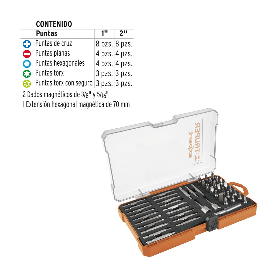 Juego de 47 puntas mixtas largos 1' y 2' en estuche, Expert Caja con 6, 11895