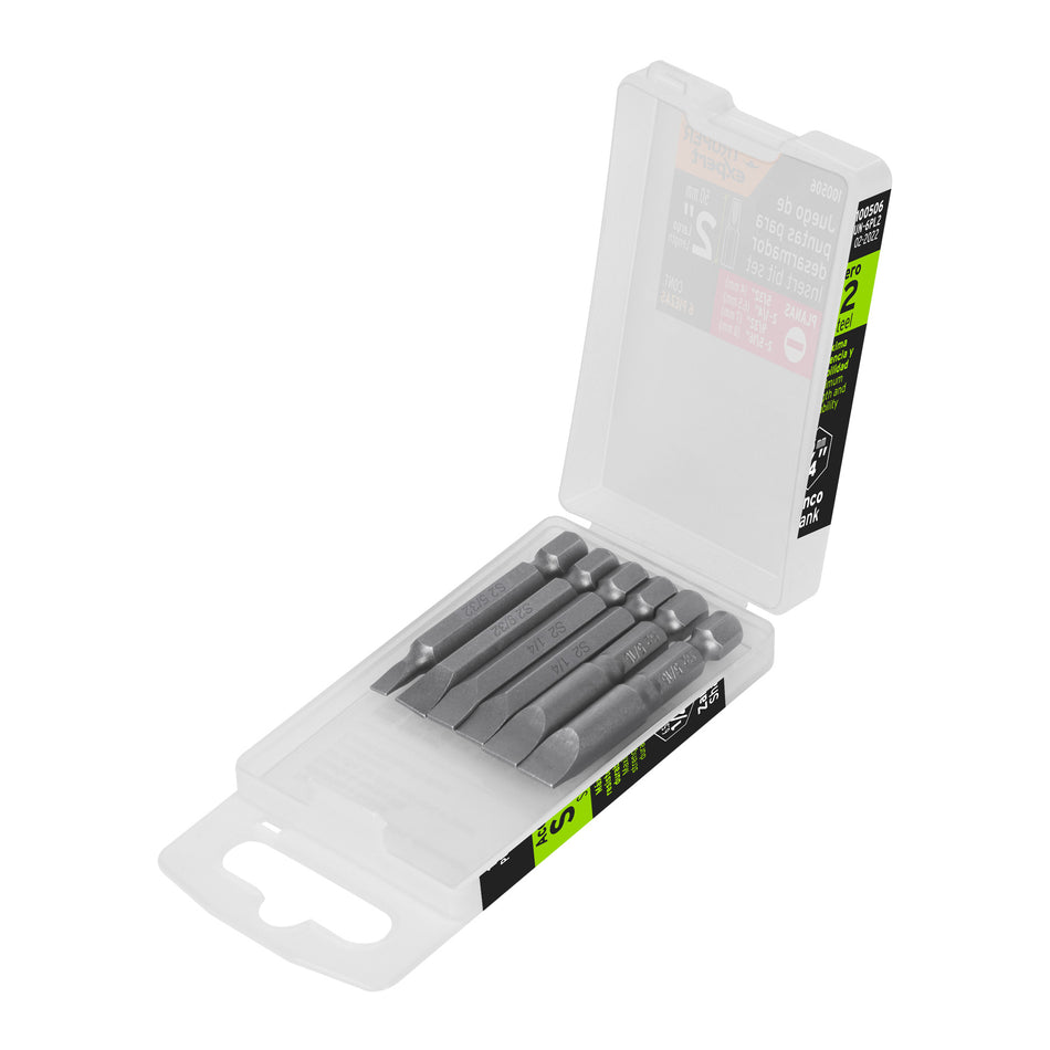 Estuche con 6 puntas planas combinadas largo 2', Expert Caja con 6, 100506