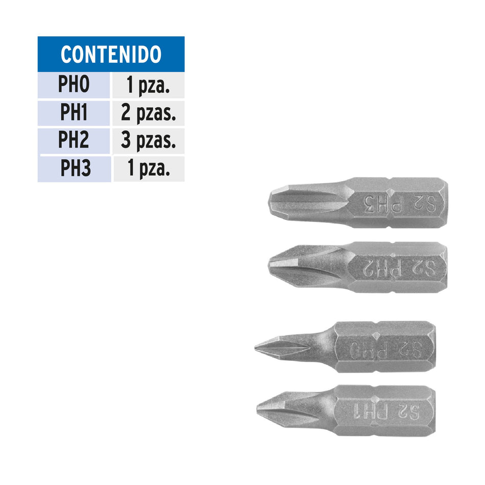Estuche con 7 puntas de cruz combinadas largo 1', Expert Caja con 6, 100503