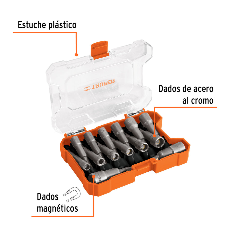 Juego de 14 dados magnéticos para taladro,Truper Caja con 4, 101961
