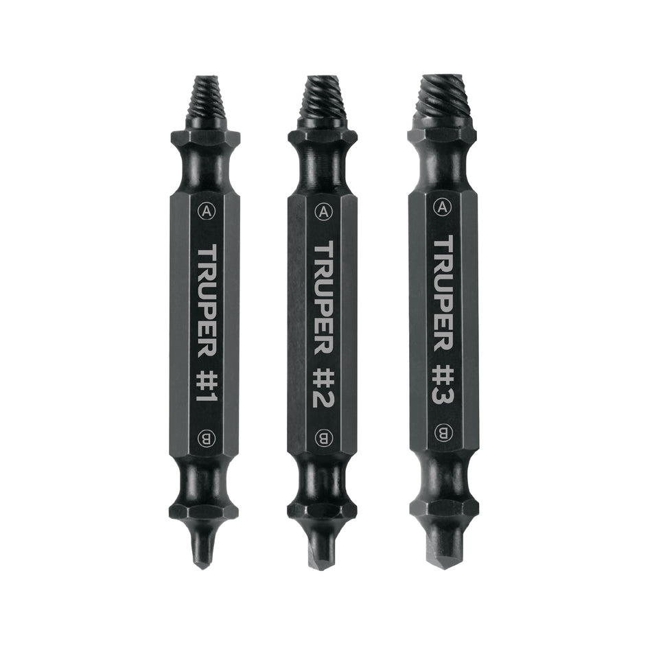Blíster con 3 puntas extractoras de tornillos, Truper Caja con 6, 103311