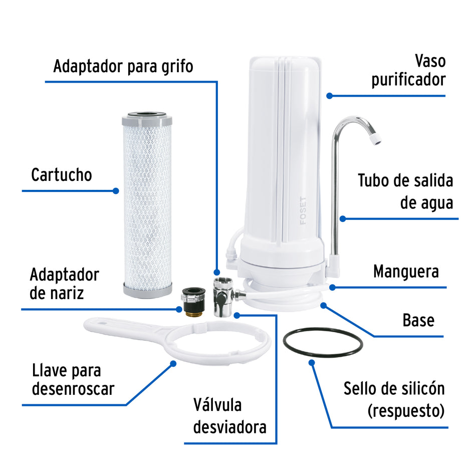 Purificador de agua, sobre tarja, Foset, 49217