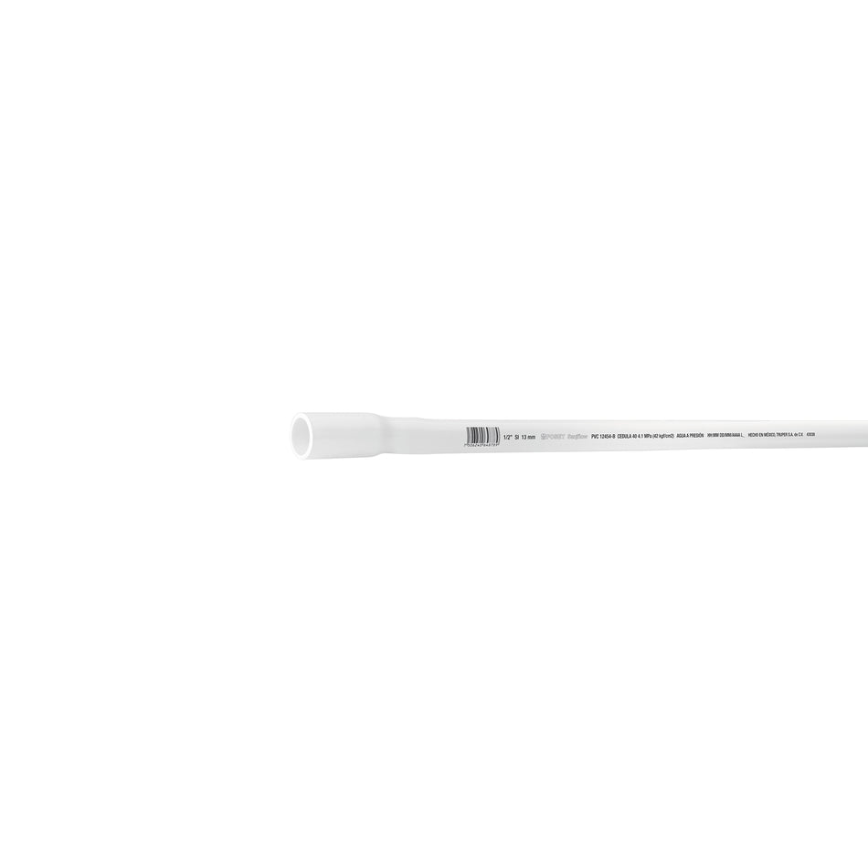 Tubo de 1/2' de PVC hidráulico cédula 40, de 3 m, Foset Caja con 10, 43038