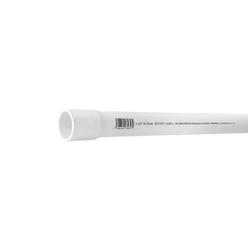 Tubo de 1-1/2' de PVC hidráulico cédula 40, de 3 m, Foset Caja con 5, 45521