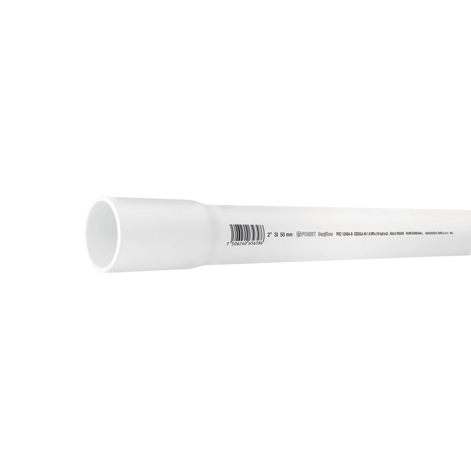 Tubo de 2' de PVC hidráulico cédula 40, de 3 m, Foset Caja con 5, 45522