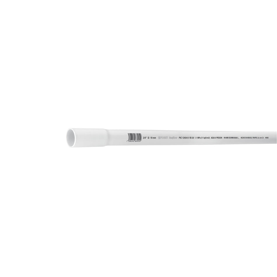 Tubo de 3 m de PVC de 3/4' hidráulico RD 26, Foset Caja con 5, 40082