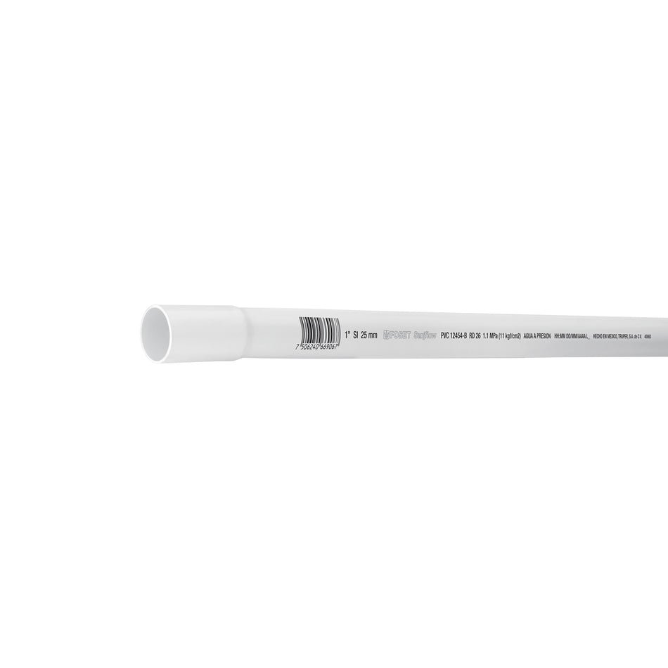 Tubo de 3 m de PVC de 1' hidráulico RD 26, Foset Caja con 5, 40083