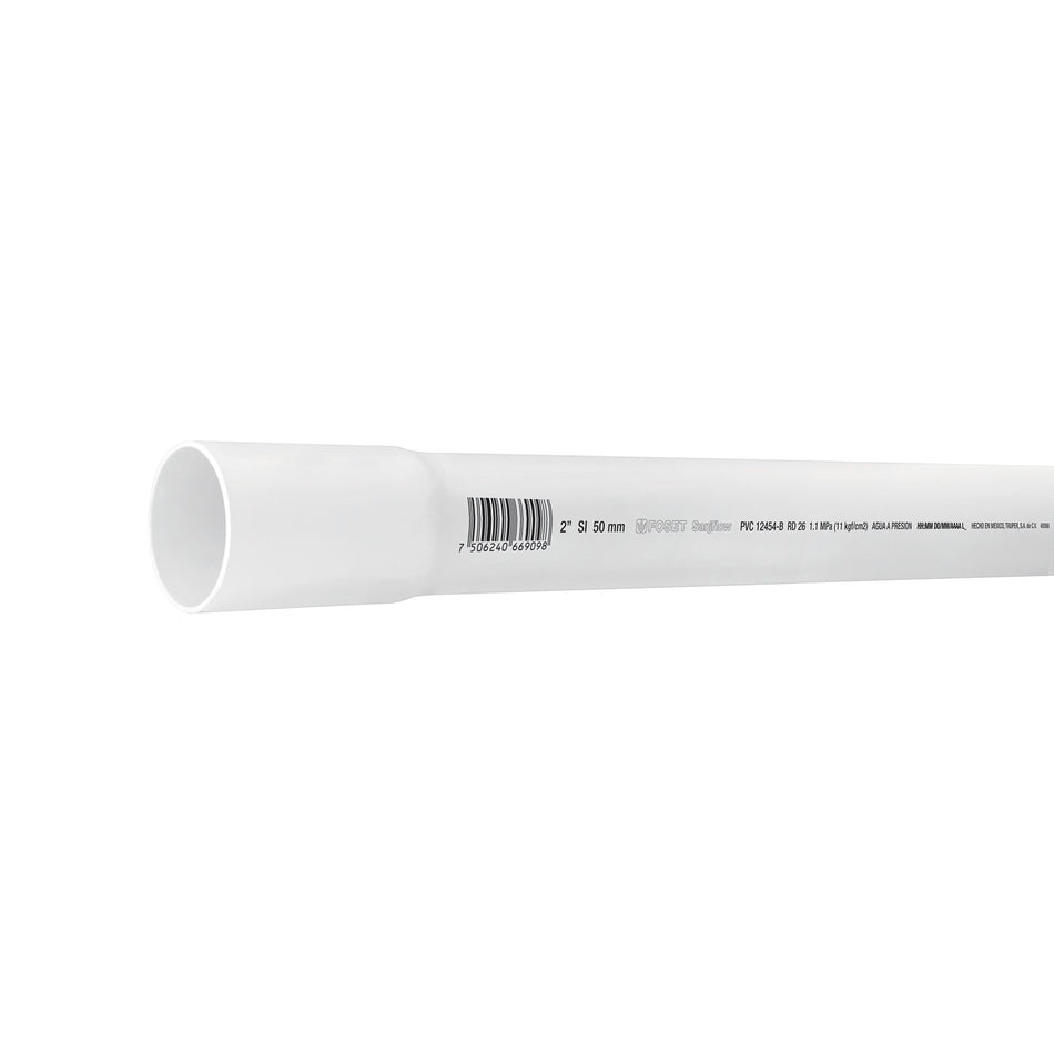 Tubo de 3 m de PVC de 2' hidráulico RD 26, Foset Caja con 5, 40086