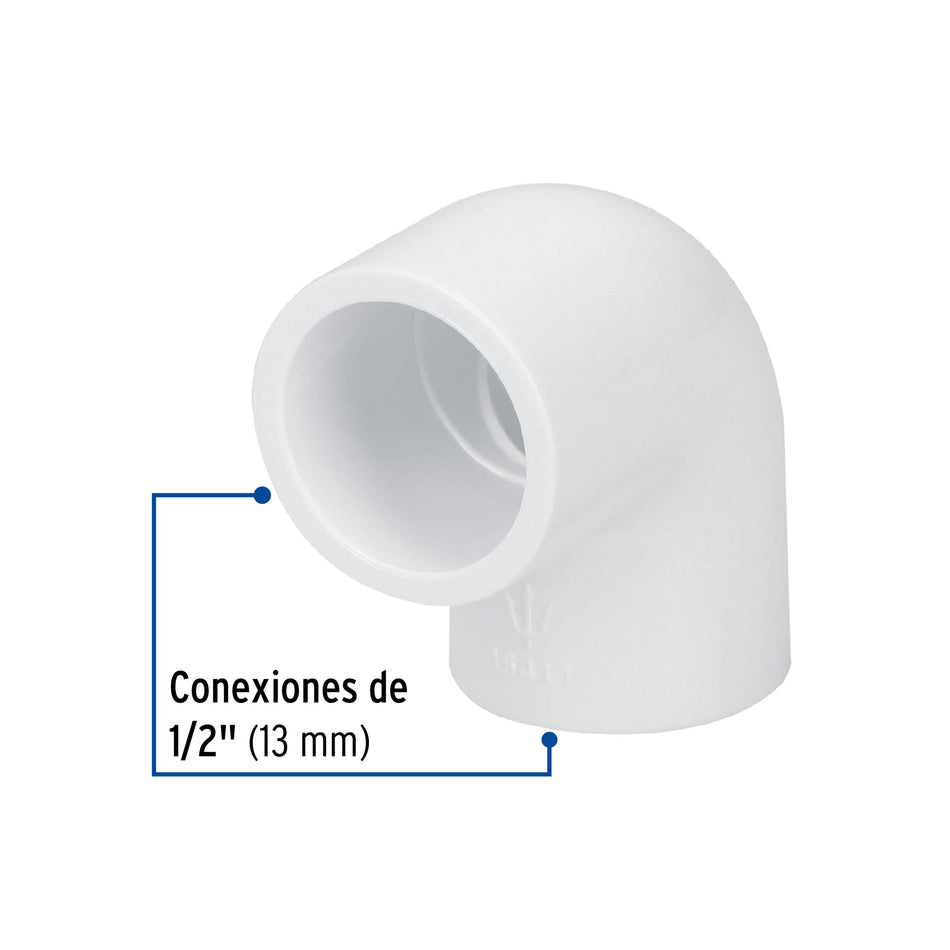 Codo 90° de PVC de 1/2', Foset Caja con 40, 45411