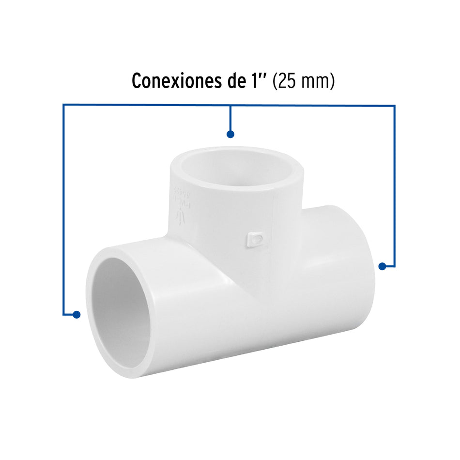 Tee sencilla de PVC 1', Foset Caja con 10, 45422